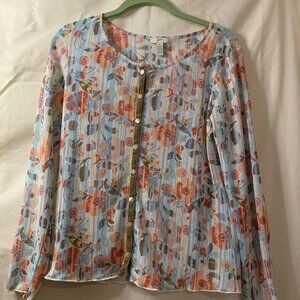 J. Jill Vintage Floral Blouse with Velvet